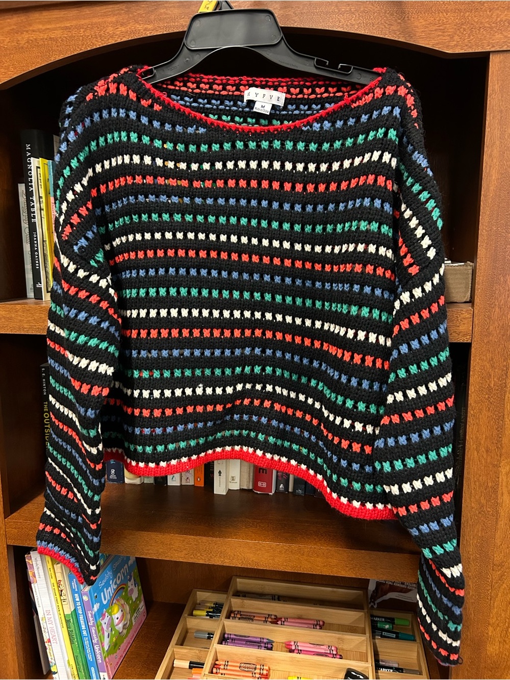 HYFVE Striped Sweater in Black & Multicolor Size Medium